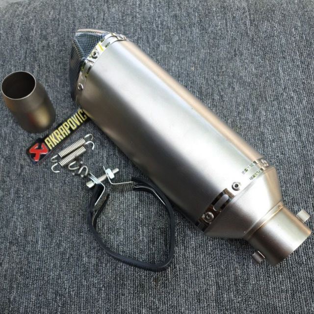Pô Akrapovic Lục Giác Màu Bạc Inox Kèm tiêu pô Full Phụ Kiện