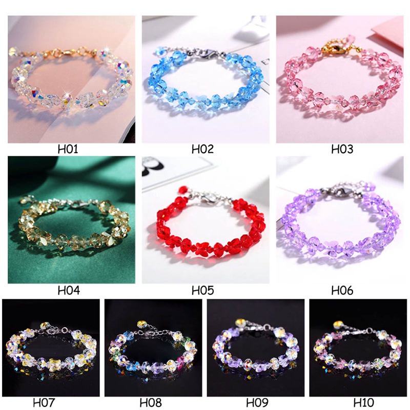 Vòng đeo tay chuỗi hạt pha lê mặt hình bướm 6 phong cách