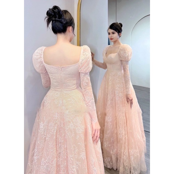 Đầm maxi dự tiệc tay dài chất ren mi có lót sang trọng TRIPBLE T DRESS -Size M/L -  MS168V