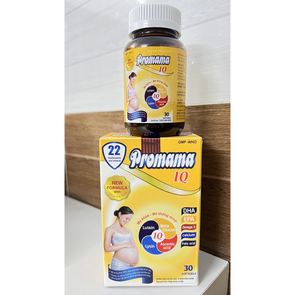 Viên bổ tổng hợp dành cho bà bầu Promama IQ cho phụ nữ dự định mang thai có thai cho con bú,sau sinh.suckhoechomoinha