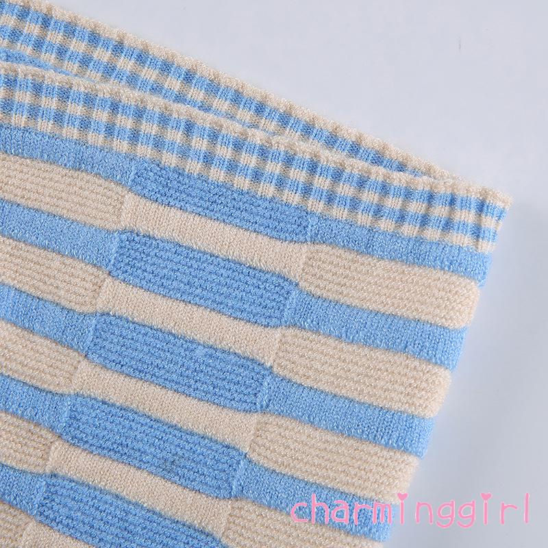 Áo Dệt Kim Không Tay Dáng Ôm In Họa Tiết Kẻ Sọc Thời Trang Cho Nữ