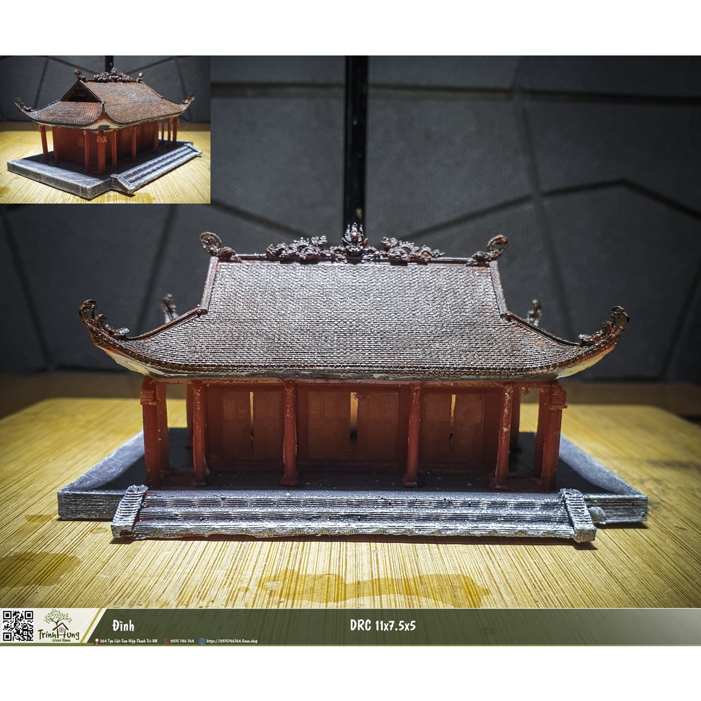 Mô hình Đình Làng Việt Nam dùng trưng bày, trang trí tiểu cảnh, bán cạn, Terrarium