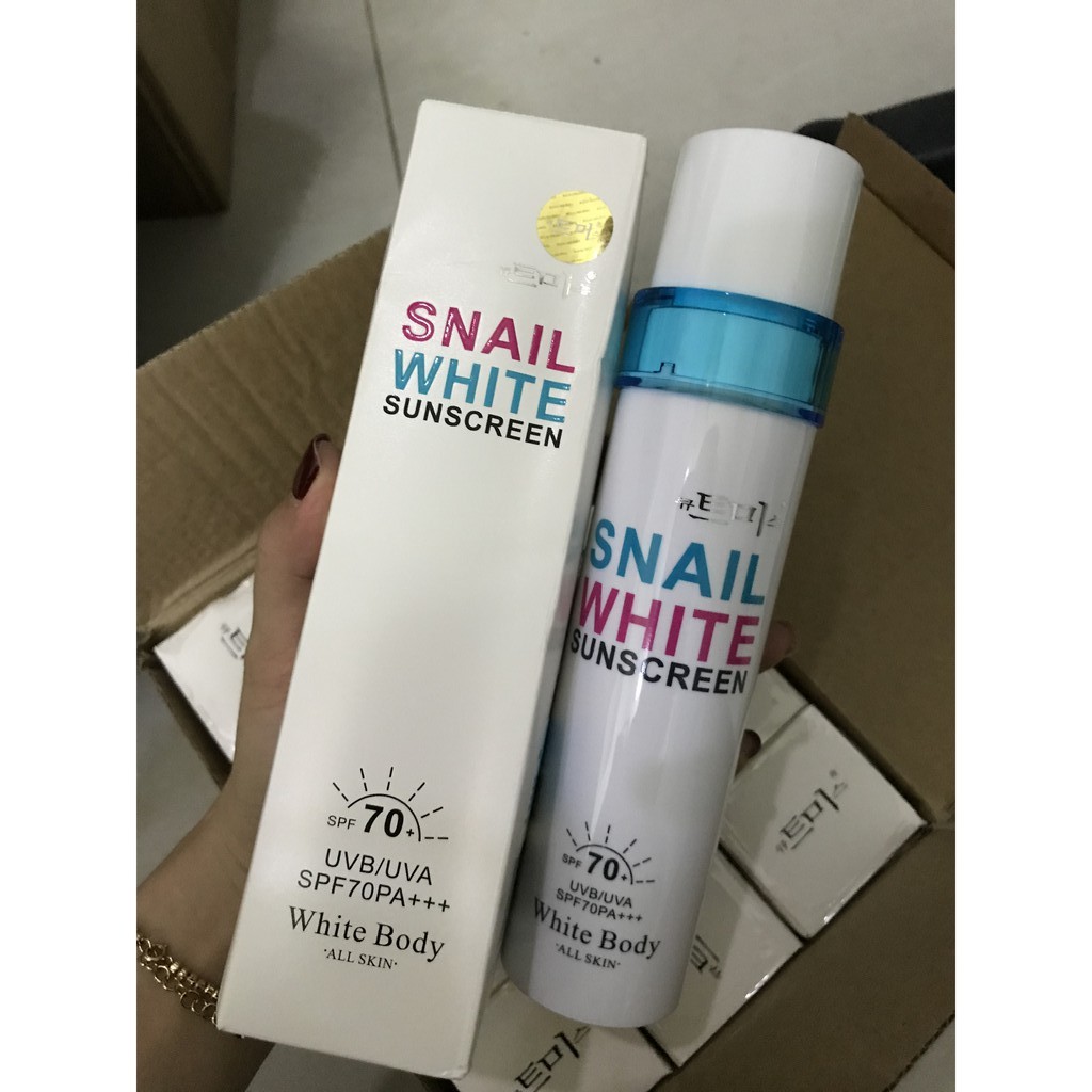 Xịt Chống Nắng Dưỡng Trắng Nâng Tone Da Tức Thì Snail SPF 70 PA+++ Hàn Quốc