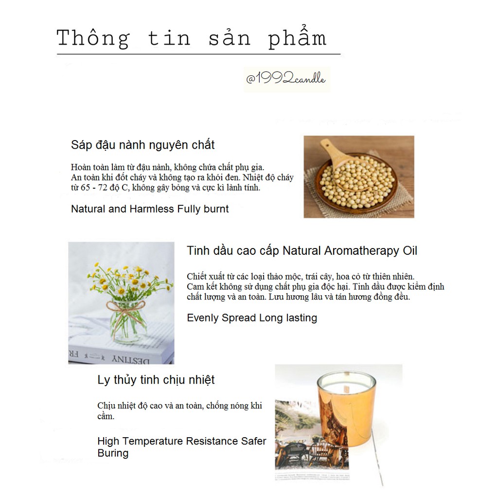 Nến thơm tinh dầu không khói cao cấp hàng nhập khẩu