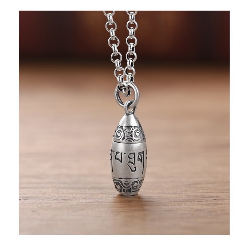 Mặt dây chuyền Bạc S925 Bình đựng xá lợi Khắc Om Mani Padme Hum