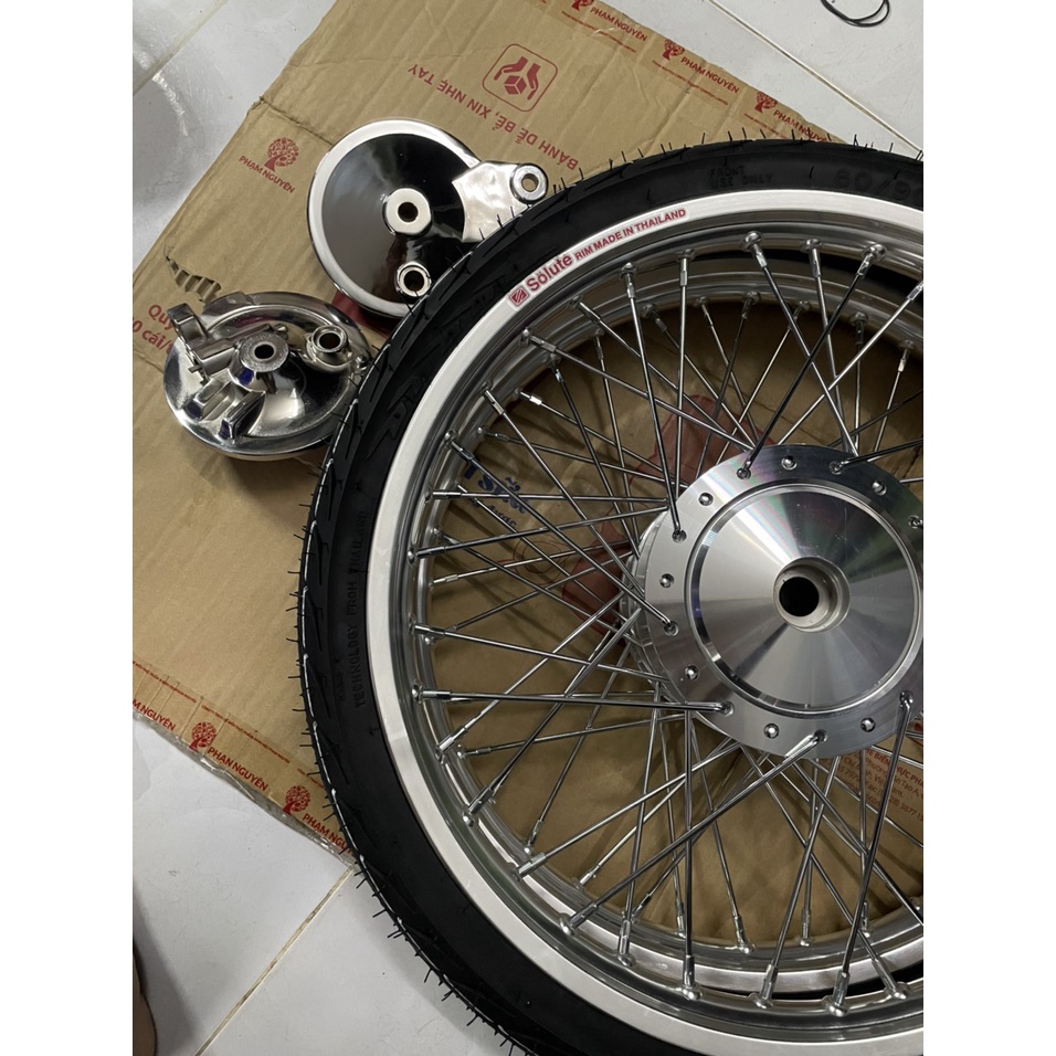 Bộ CDN dành cho wave và dream căm osaka đùm crom niềng nhôm bạc solute  kèm má crom full vỏ ruột 60/90 và 70/90