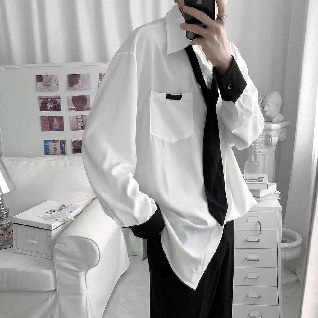 Áo Sơmi Dáng Rộng Kèm Cavat PlayBoys