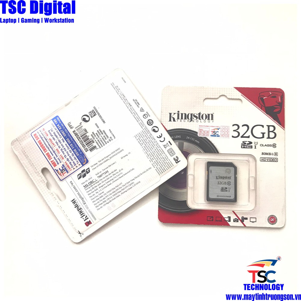 Thẻ Nhớ KINGSTON 32GB SDHC CLASS 10 UHSI 45MB/S_SD10VG2/32GBFR