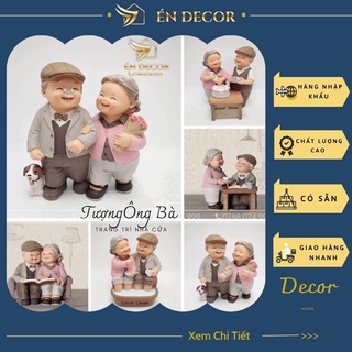 Tượng Ông Bà, Trang Trí Phòng Khách, Phòng Ngủ, Ông Bà Già Hạnh Phúc, Én Decor