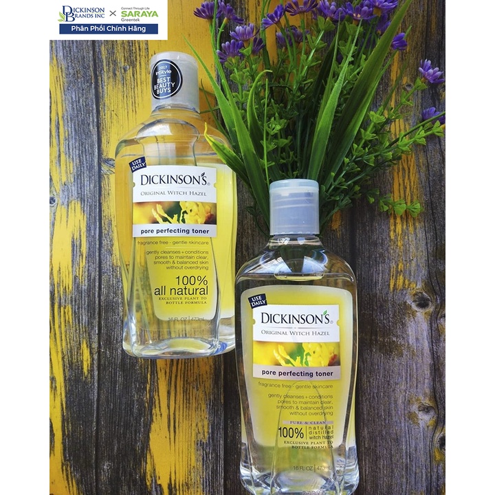 Toner Dickinson's Orginal Witch Hazel Pore Perfecting Toner, Giảm Dầu, Mụn, Se Khít Lỗ Chân Lông - 237ml và 473ml