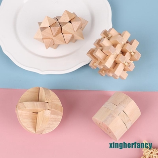 XYCC IQ Brain Teaser Lu Ban Lock 3D Wooden Interlocking Burr Puzzles Game Toy XJSS