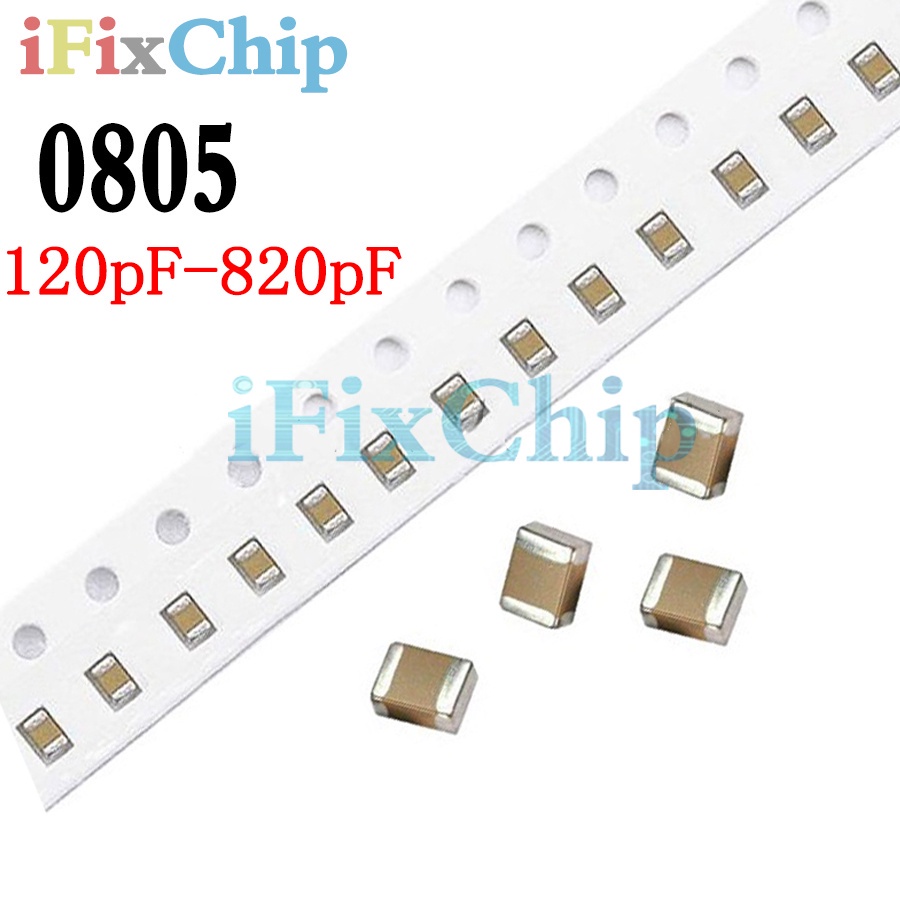 100 Chiếc 0805 120pF-820pF 150PF 200PF 270PF 390PF 470PF 50V SMD Phim Dày Chip Tụ Điện Gốm Nhiều Lớp