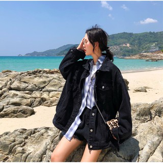 Áo khoác bò áo khoác jeans jacket bomber đen cá tính