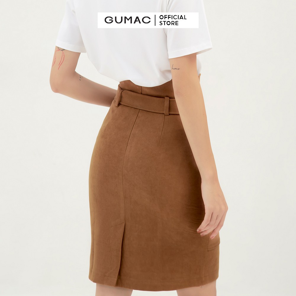 Chân váy suông nữ phối đai lưng GUMAC dáng chữ A basic nhiều màu VB390 | BigBuy360 - bigbuy360.vn