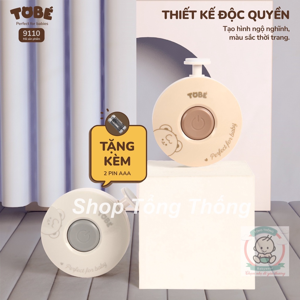 Máy dũa móng tay tự động Tobe với 6 đầu mài dũa thay thế, cao cấp êm ái tiện lợi an toàn cho bé(Tặng kèm 2 Pin AAA) 9110