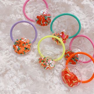 Set 2 dây cột tóc trong họa tiết trái cây cho bé cute