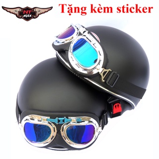 Mũ bảo hiểm 1/2 NTMAX Trơn (nhiều màu)+ kính phi công hoặc kính uv400 +Tặng kèm lưỡi trai