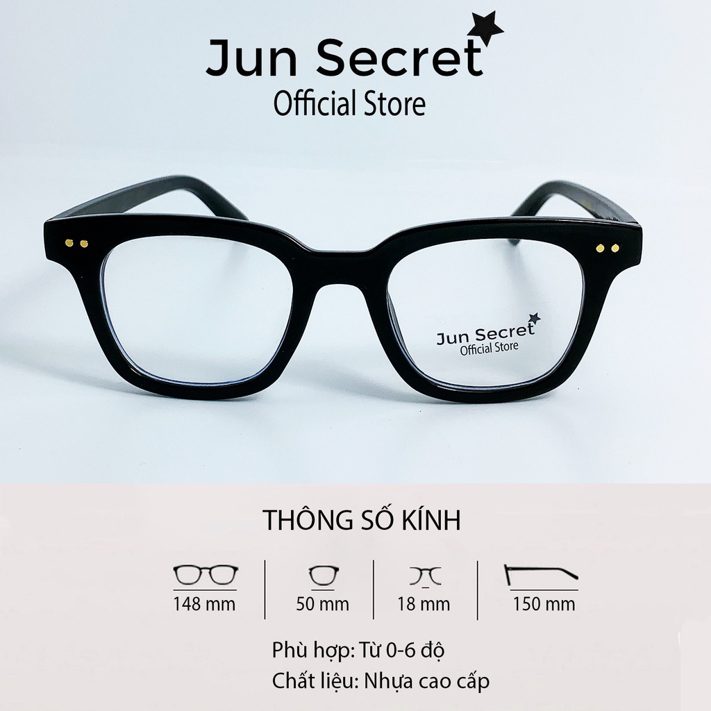 Gọng kính mắt nam nữ thời trang Jun Secret chất liệu nhựa mắt vuông dày dặn JS6A14