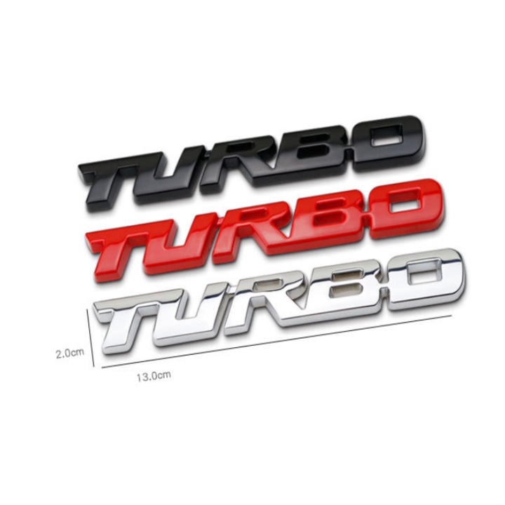 Decal tem chữ Turbo dán trang trí thân xe hoặc đuôi ô tô - Chất liệu: Hợp kim inox - HÀNG CÓ SẴN