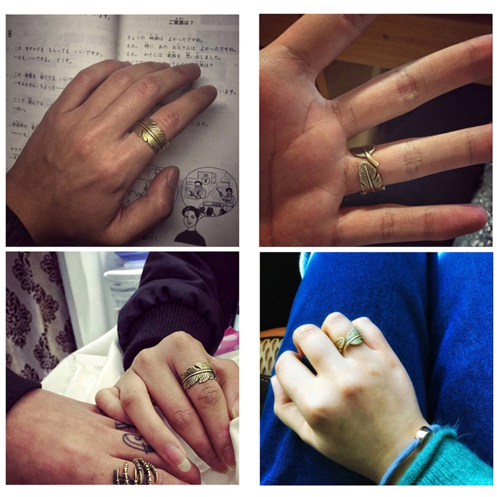 Nhẫn hợp kim thiết kế chiếc lá cuộn tròn sang trọng quý phái