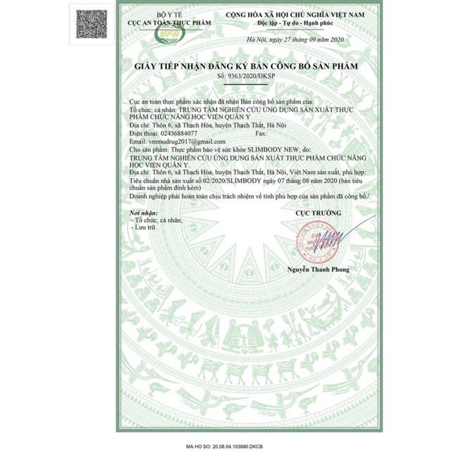 Viên uống giảm cân SlimBody Học Viện Quân Y