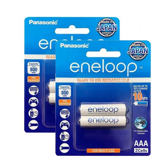Pin sạc AAA Eneloop Panasonic 800mAh sản xuất tại Nhật Bản vỉ 2 viên chính hãng