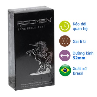 Bao cao su Rocmen đen GÂN GAI, KÉO DÀI THỜI GIAN hộp 12 cái