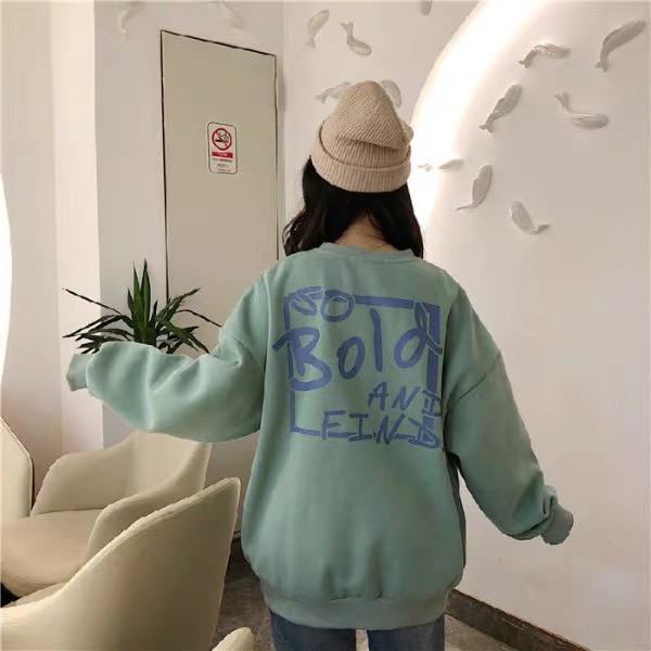 [Áo sweater nữ] áo sweater SuzaHouse form rộng unisex nỉ bông mặc nhà đi chơi màu xanh thời trang ulzzang Hàn Quốc | BigBuy360 - bigbuy360.vn