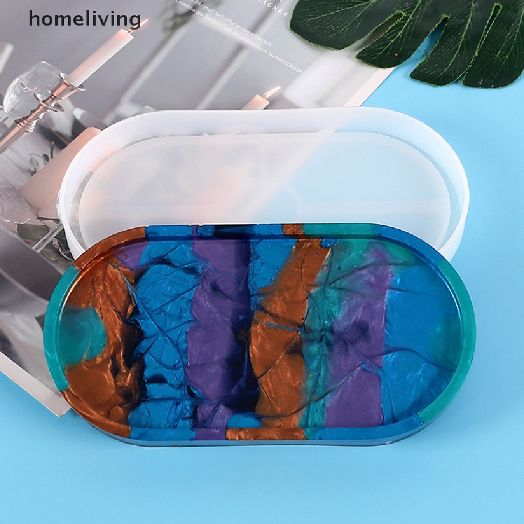 Khuôn Silicon Hình Oval Làm Đế Lót Ly Bằng Resin Epoxy / Đất Sét DIY Giá Đỡ