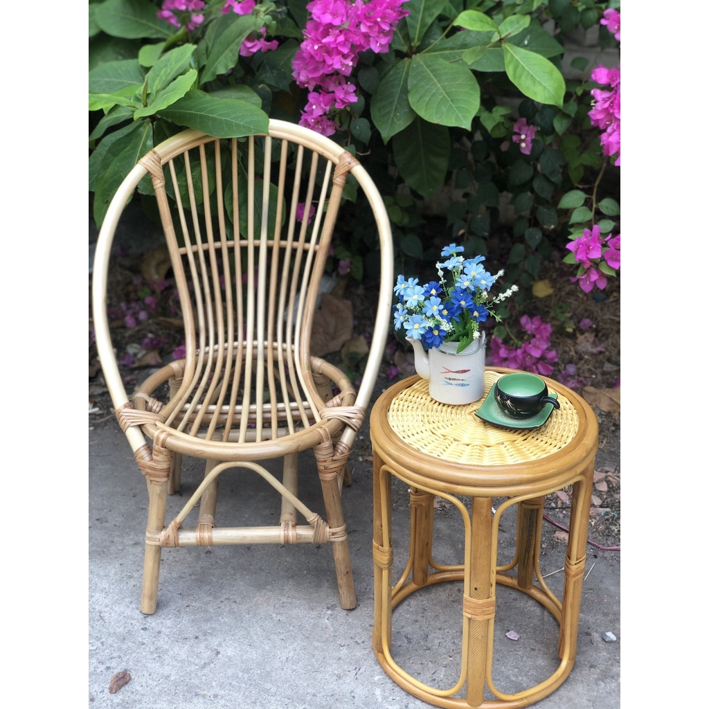 Đôn mây song đan kín siêu chắc chắn-Decor phòng, bàn trà, ban công, đôn ngồi