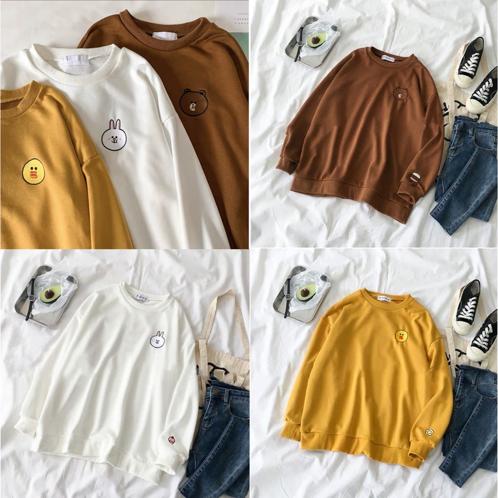 Áo Sweater nữ Bộ ba bạn thân Vịt , Thỏ , Gấu | BigBuy360 - bigbuy360.vn