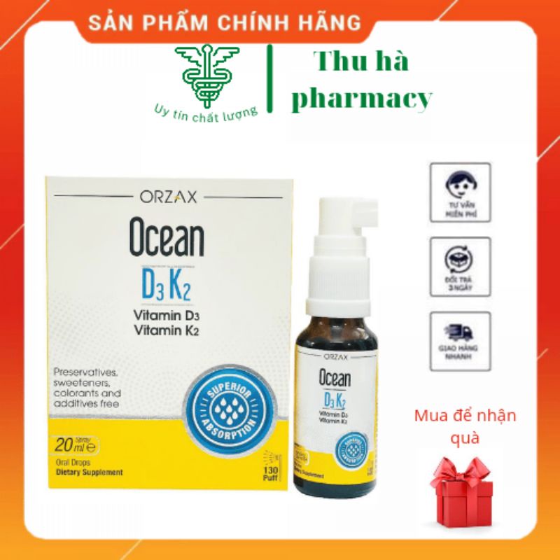 OCEAN D3 K2 BỔ SUNG VITAMIN D3 VÀ VITAMIN K2 XỊT VÀ NHỎ CHO BÉ | NHẬP kHẨU