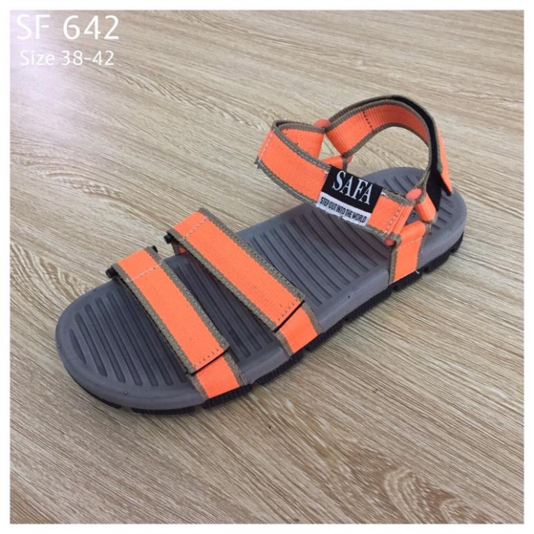 Giày sandal nam Safa 3 quai ngang, giày quai hậu siêu nhẹ, trẻ trung, năng động màu cam !