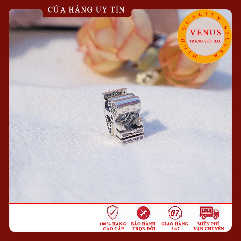 [Charm bạc 925 cao cấp] Charm bạc hình chữ Love gắn đá 7 màu- Mã sản phẩm VENUSLOVE