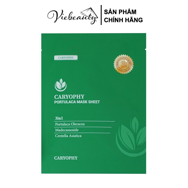 Mặt Nạ Cấp Ẩm Giảm Mụn Đầu Đen Caryophy Portulaca Mask Sheet 3IN1 22g - Khongcoson