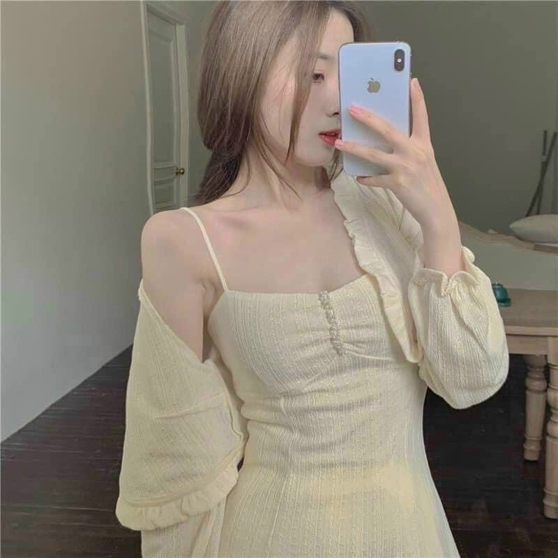 Váy Đẹp Nữ Đầm Hoa Nhí Phối Trắng Phong Cách Tay Bồng Siêu Sang Cá Tính thời Trang Nữ Hè Cho Bạn Gái