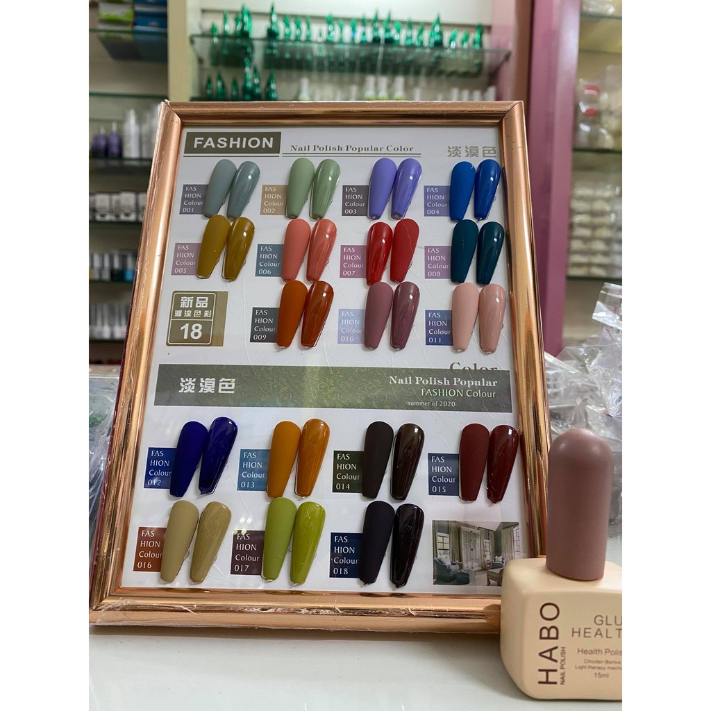 Sét Sơn Gel Habo 18 Màu Phổ Biến Thịnh Hành Nail Polish Color - Tặng kèm bảng màu