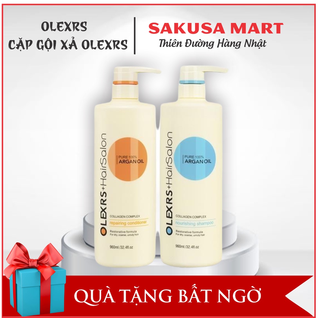 Cặp dầu gội xả Olexrs Hair Salon 500ml-960ml cho  tóc khô xơ hư tổn tóc gàu ngăn rụng tóc nội địa Anh