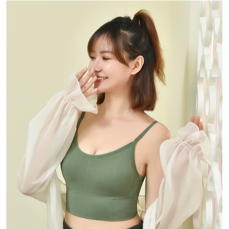 Áo Bra Nữ Thể Thao 2 Dây Tập Gym Yoga mặc Trong Croptop, Mặc đi biển, Đệm dày chắc chắn, Áo co giãn tốt AH015