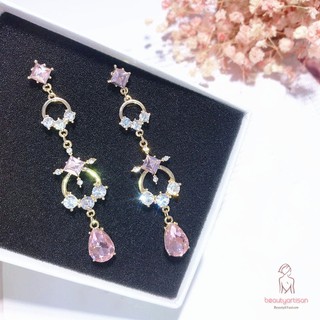 Khuyên tai dáng dài đính đá lấp lánh thanh lịch dành cho nữ