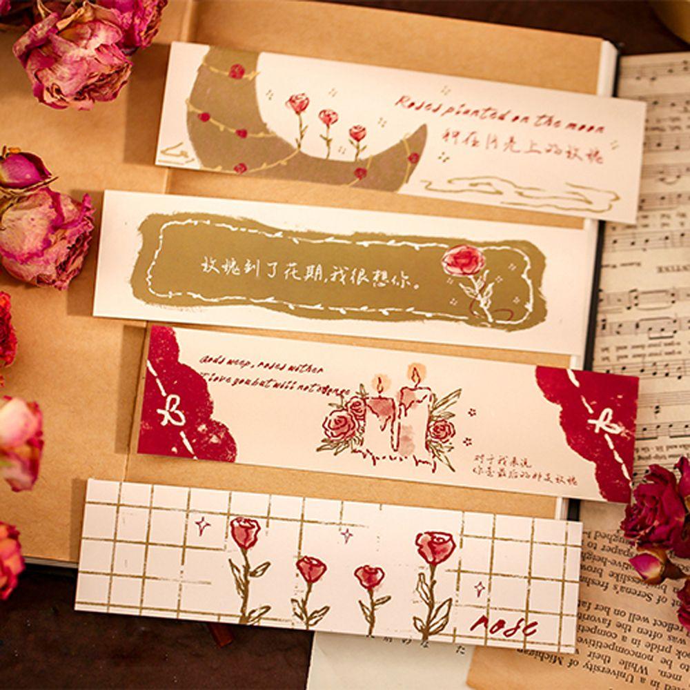 Bookmark Bằng Giấy Hình Hoa Hồng Trang Trí Cho Học Sinh