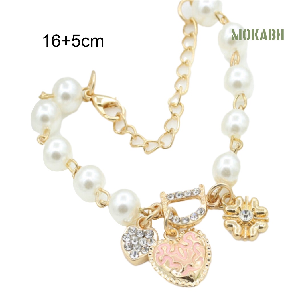 Vòng Tay Chuỗi Hạt Ngọc Trai Đính Mặt Hình Trái Tim Thời Trang Cho Nữ