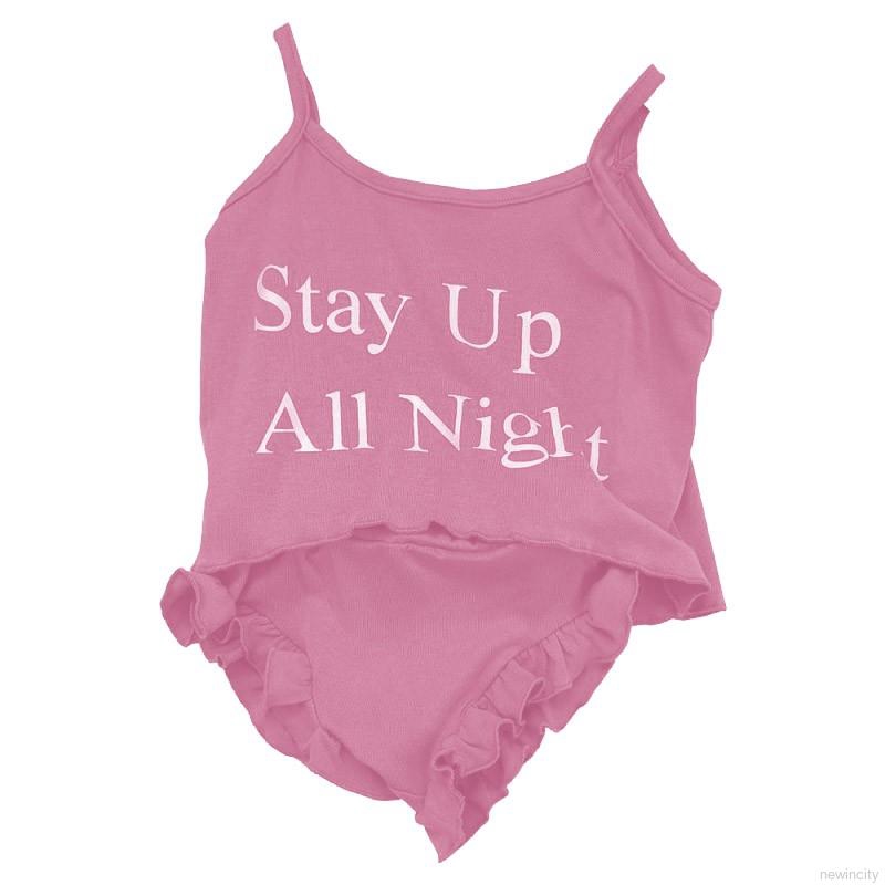 Set áo hai dây in chữ thời trang + quần đùi thời trang mùa hè dành cho bé gái