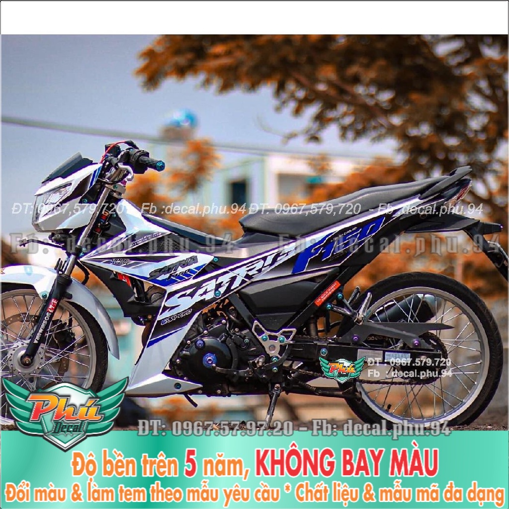 Tem Rời Satria Trắng xanh Racing (K) -1