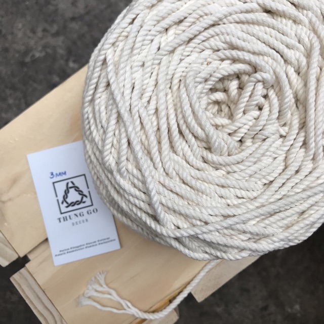 dây thừng se 3mm cotton macrame màu kem