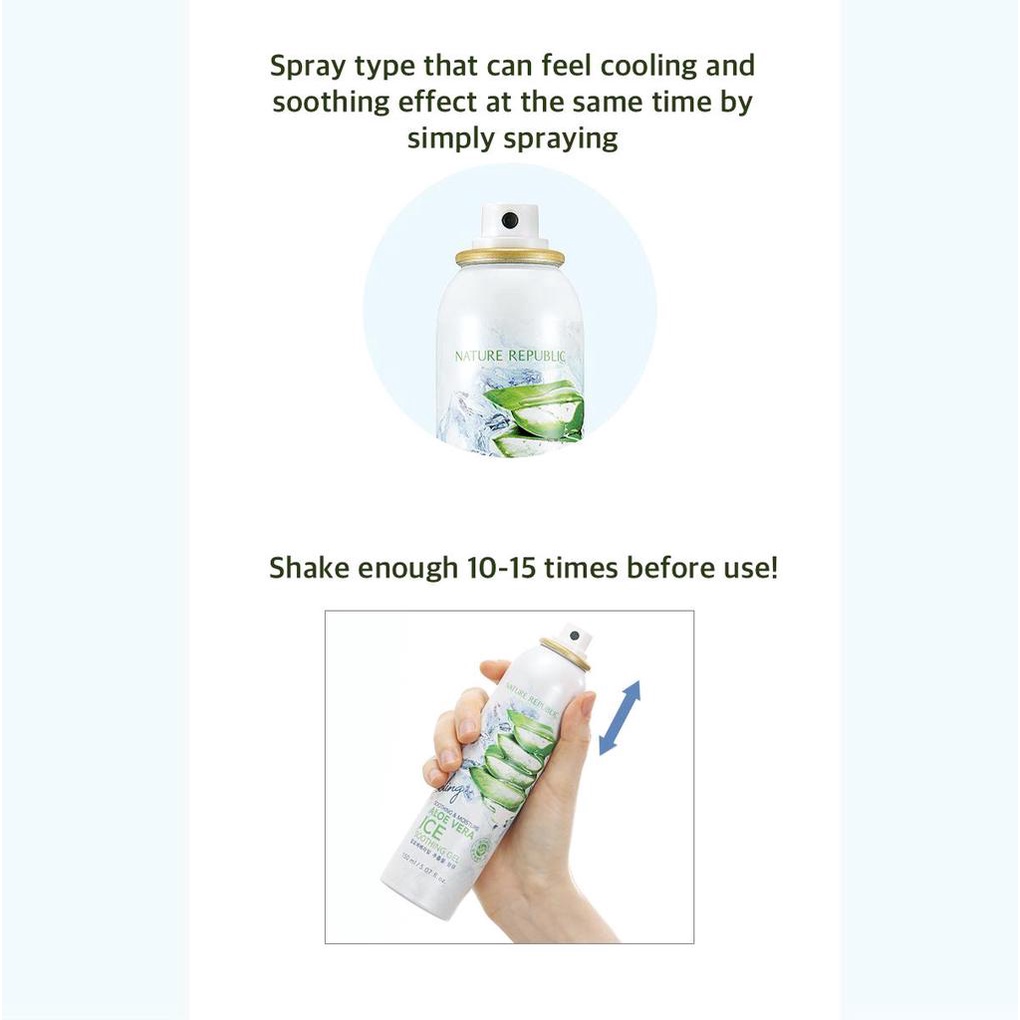 [Hàng Chính Hãng] Xịt Khoáng Lạnh Lô Hội Nature Republic Aloe Vera Ice Soothing Gel 150ml Hàn Quốc | BigBuy360 - bigbuy360.vn
