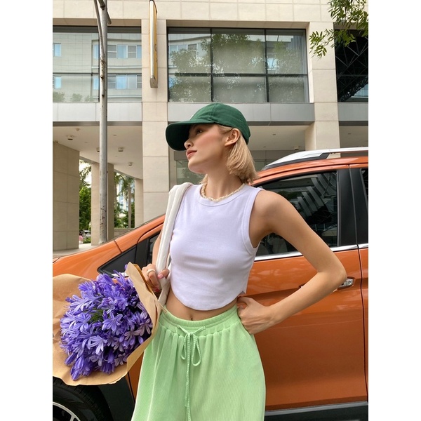 Áo croptop ba lỗ nhiều màu chất co giãn MIEU - JA04