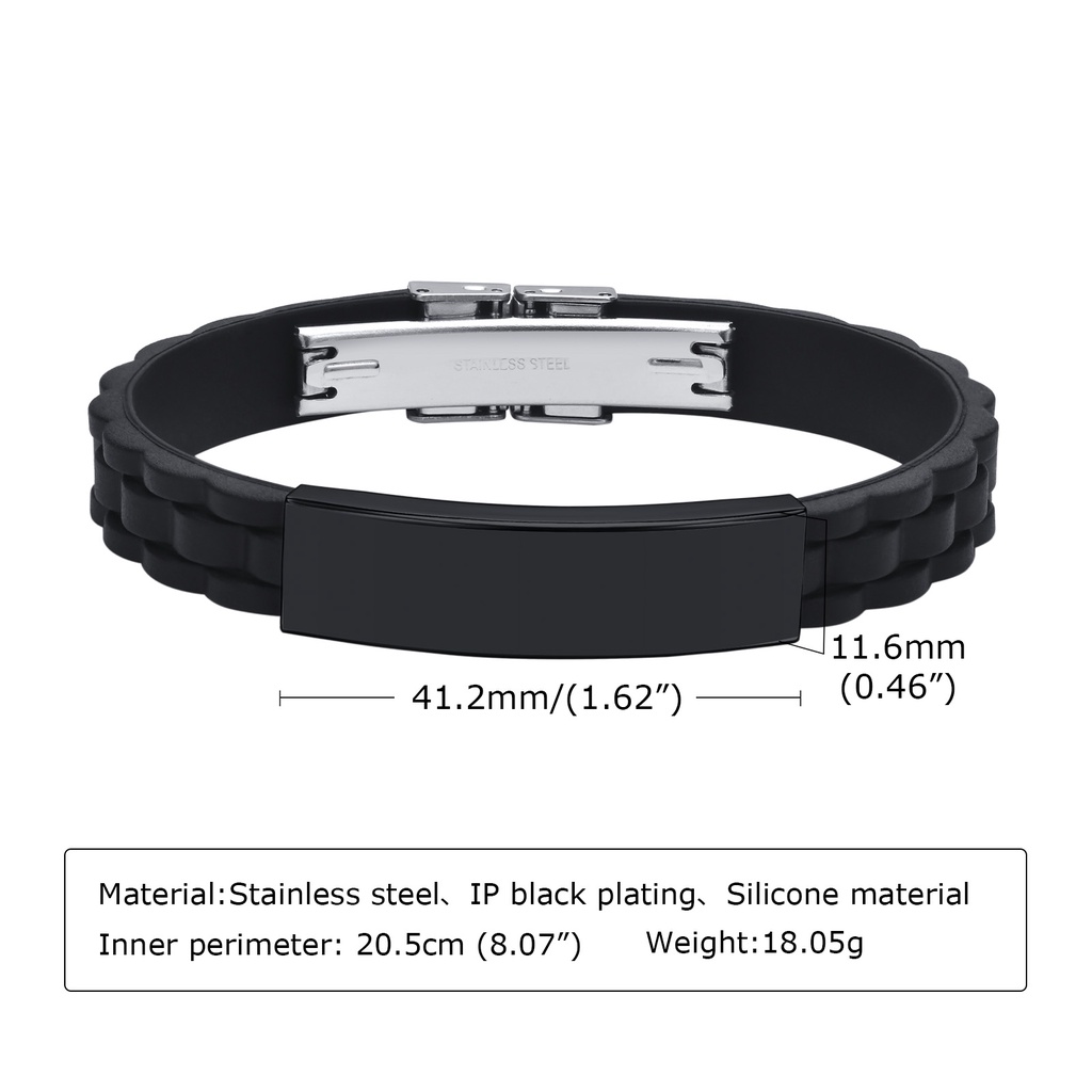 Vnox Vòng Tay Silicone Khắc Tên Thời Trang Cho Nam