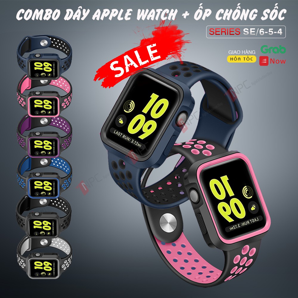 [🅲🅾🅼🅱🅾 2🅸🅽1] Dây Đeo Apple Watch và Ốp Chống Sốc Dành Cho Apple Watch Series SE/6/5/4 40mm 44mm Phiên Bản Thể Thao