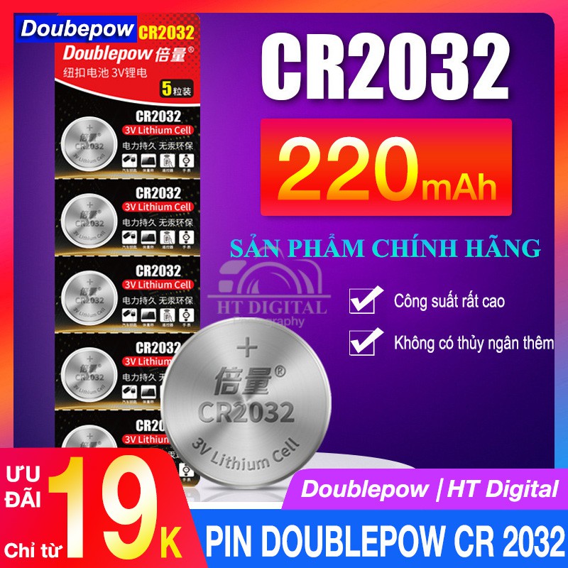 Pin nút CR 2032 3V 220mAh dung lượng cao Doublepow - Pin đồng hồ kỹ thuật số, chìa khóa xe, bút laser, thiết bị thể dục